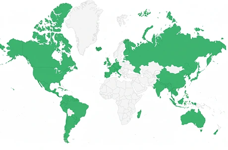 World map showing geographic origin of auction bidders